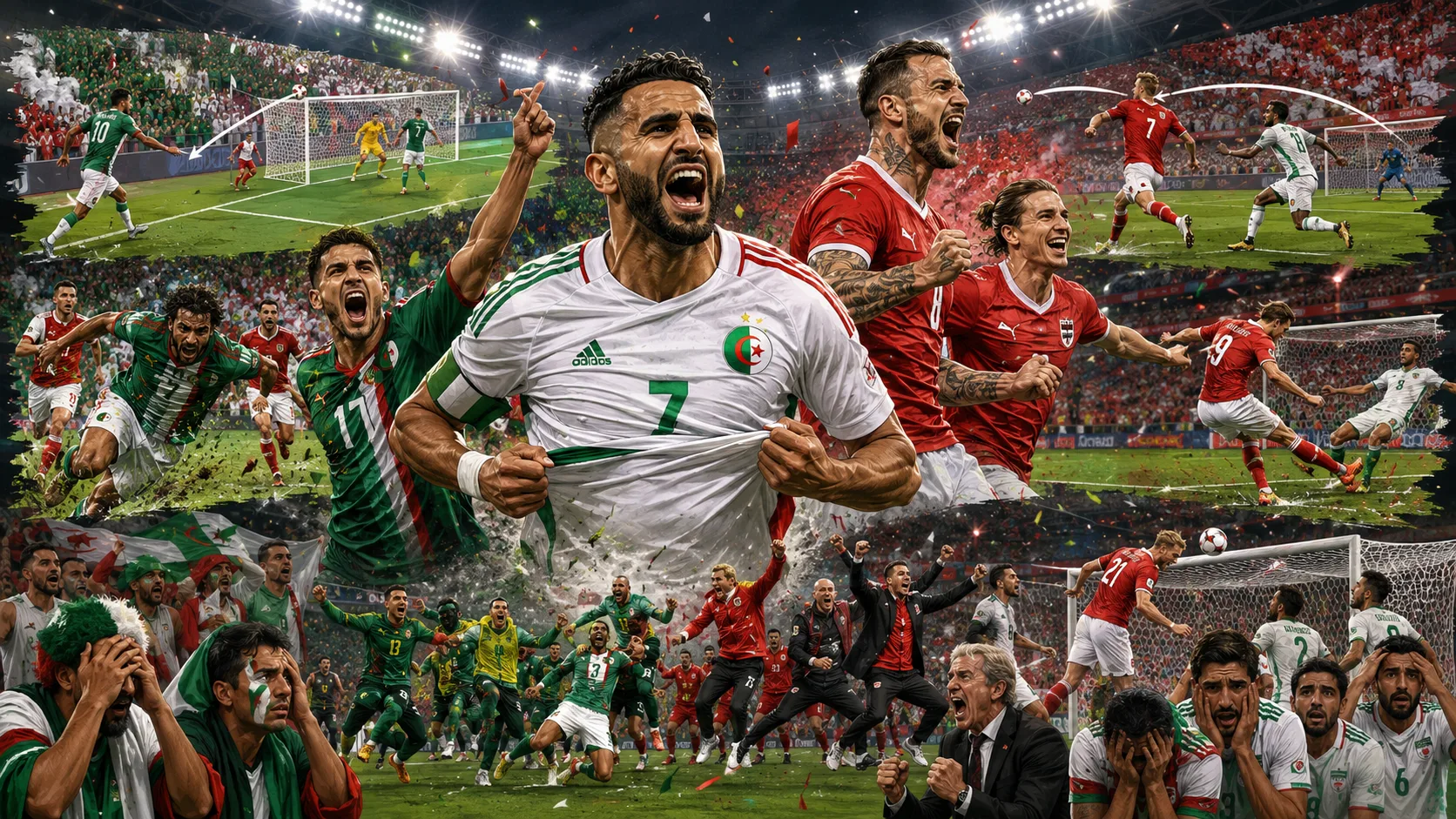 Algeria and Austria players celebrate after a dramatic 3-3 World Cup 2026 draw in Kansas City