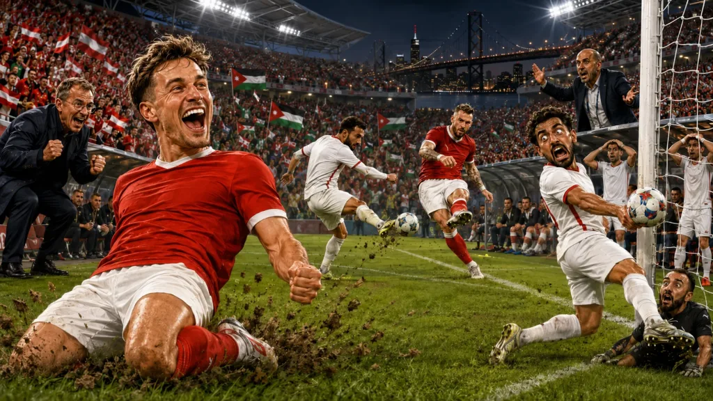Austria 3-1 Jordan World Cup 2026 result with Romano Schmid Marko Arnautovic and Ali Olwan