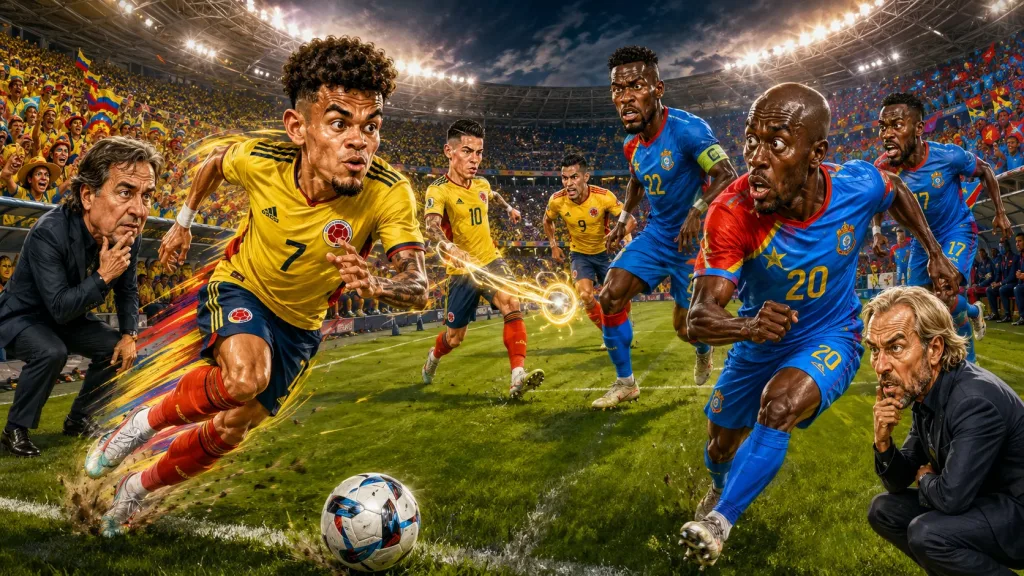 Colombia vs Congo DR World Cup 2026 prediction with Luis Diaz James Rodriguez Yoane Wissa and Chancel Mbemba