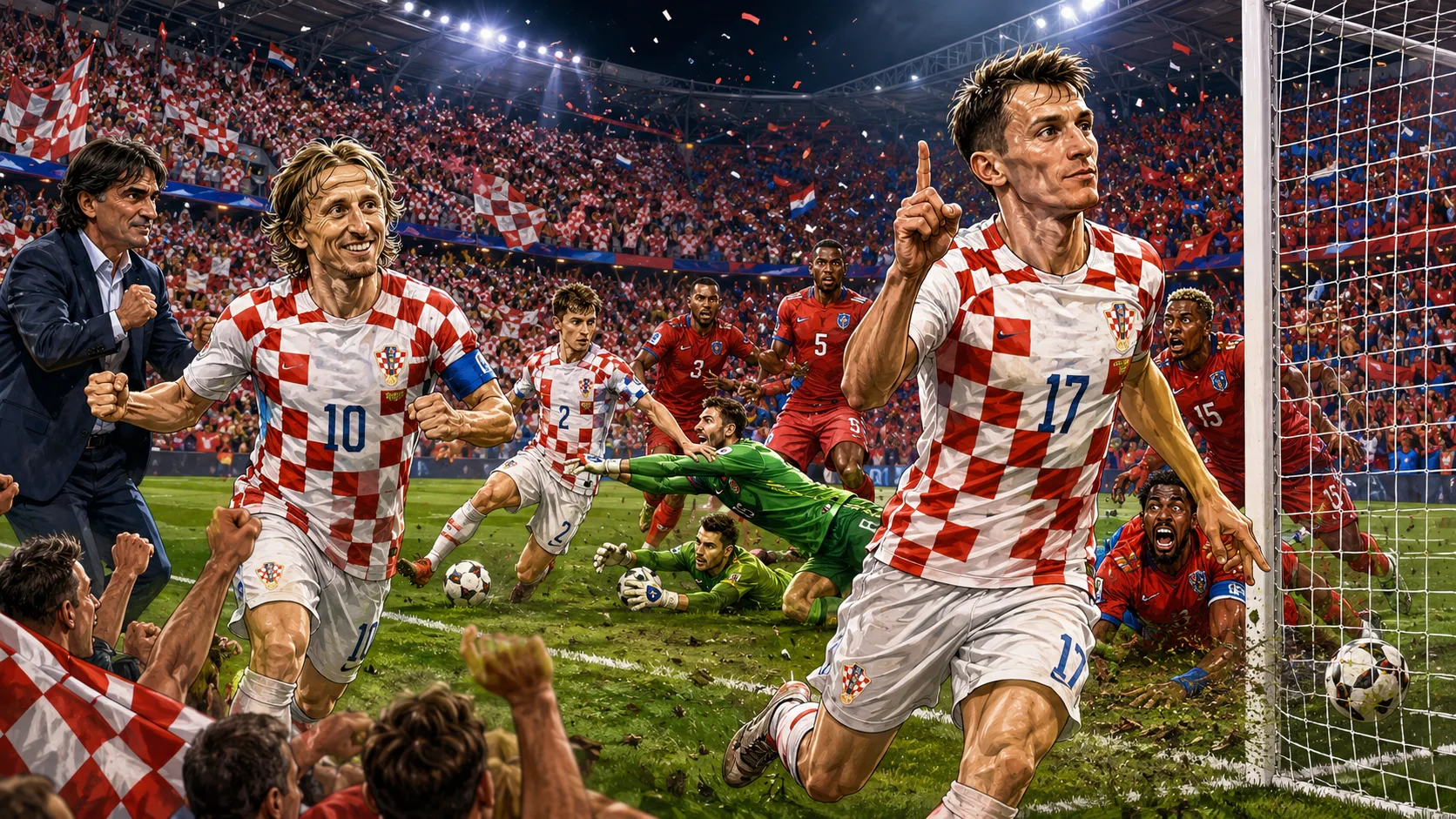 Ante Budimir scores for Croatia against Panama as Luka Modric celebrates his 200th cap at World Cup 2026