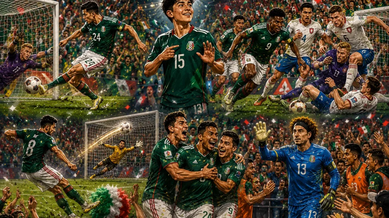 Mexico players celebrate a 3-0 win over Czech Republic in a World Cup 2026 Group A match in Mexico City