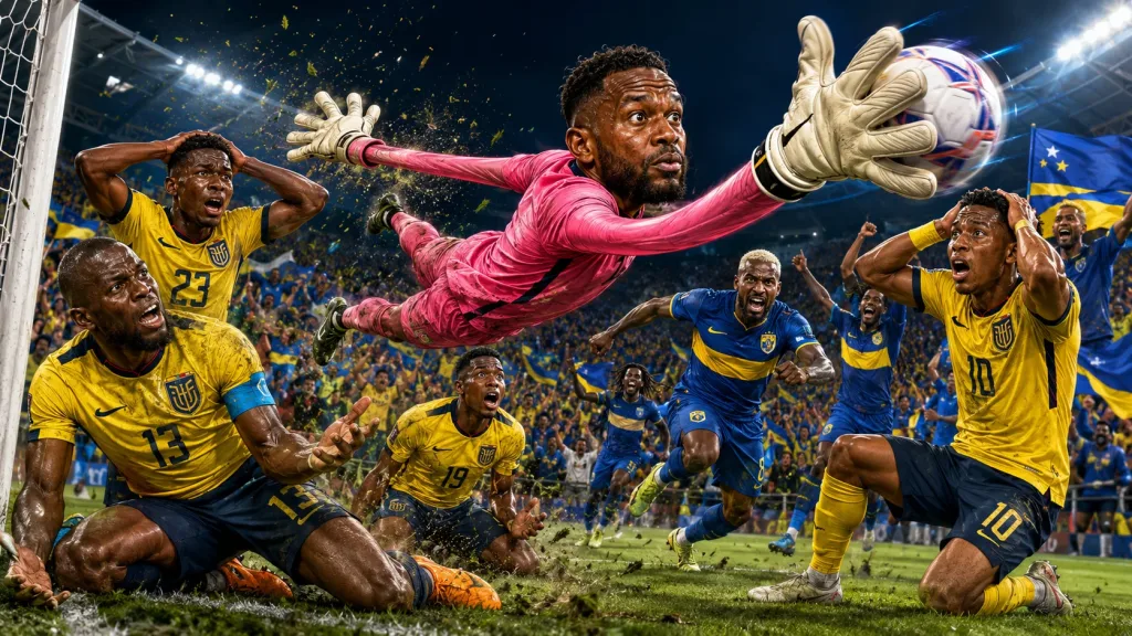 Ecuador 0-0 Curacao World Cup 2026 result with Eloy Room making 15 saves and Curacao celebrating historic point
