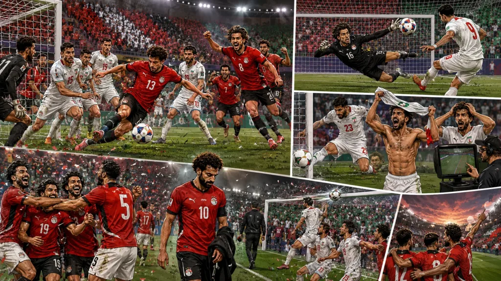 Egypt and Iran players react during a dramatic 1-1 World Cup 2026 Group G draw in Seattle
