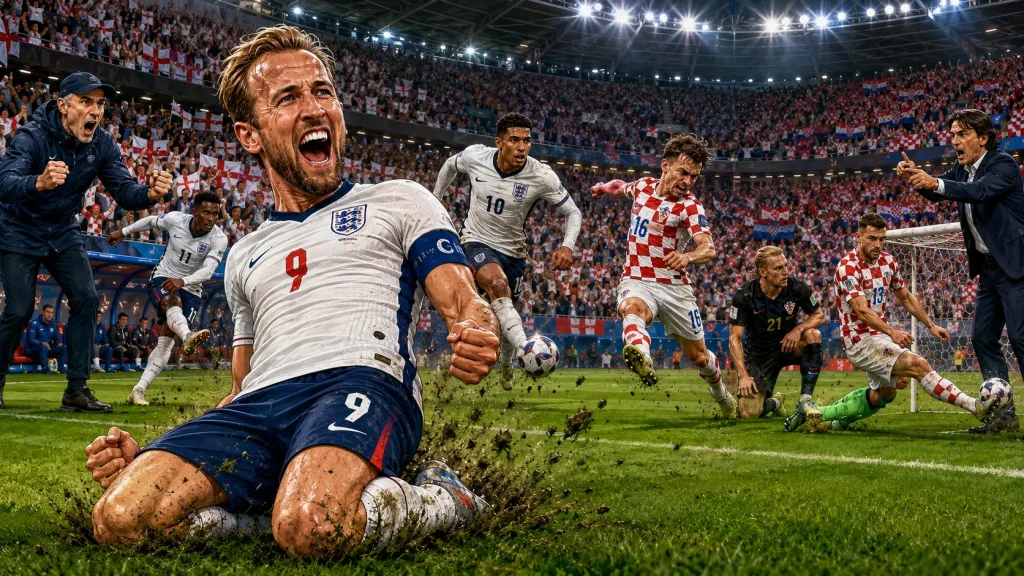 England 4-2 Croatia World Cup 2026 result with Harry Kane Jude Bellingham and Marcus Rashford scoring