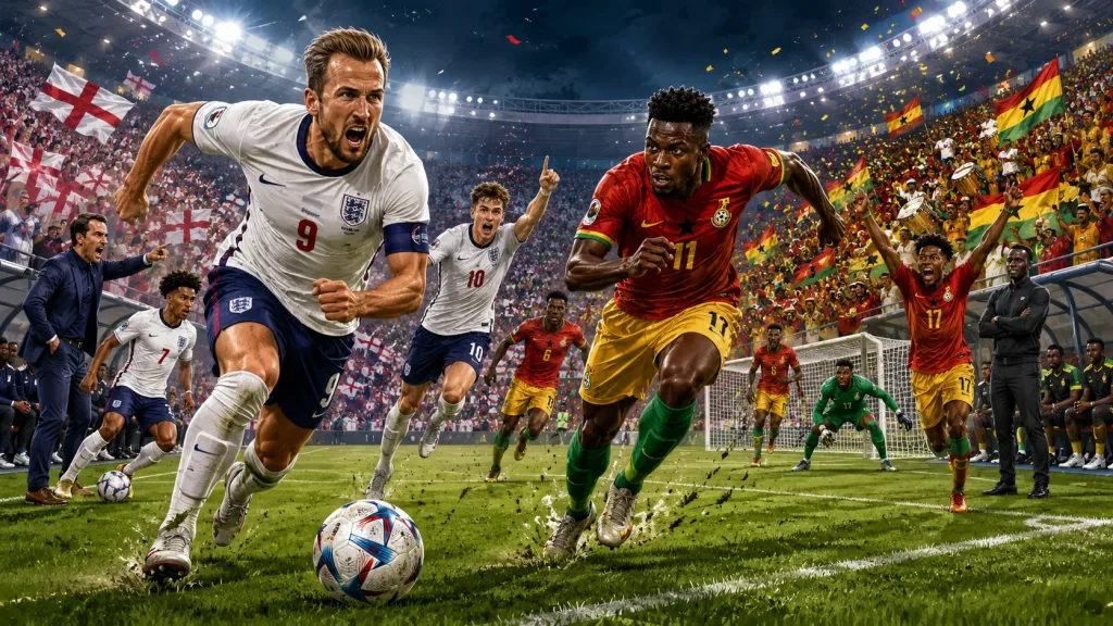 England vs Ghana World Cup 2026 preview with Harry Kane Jude Bellingham Antoine Semenyo and Ghana players
