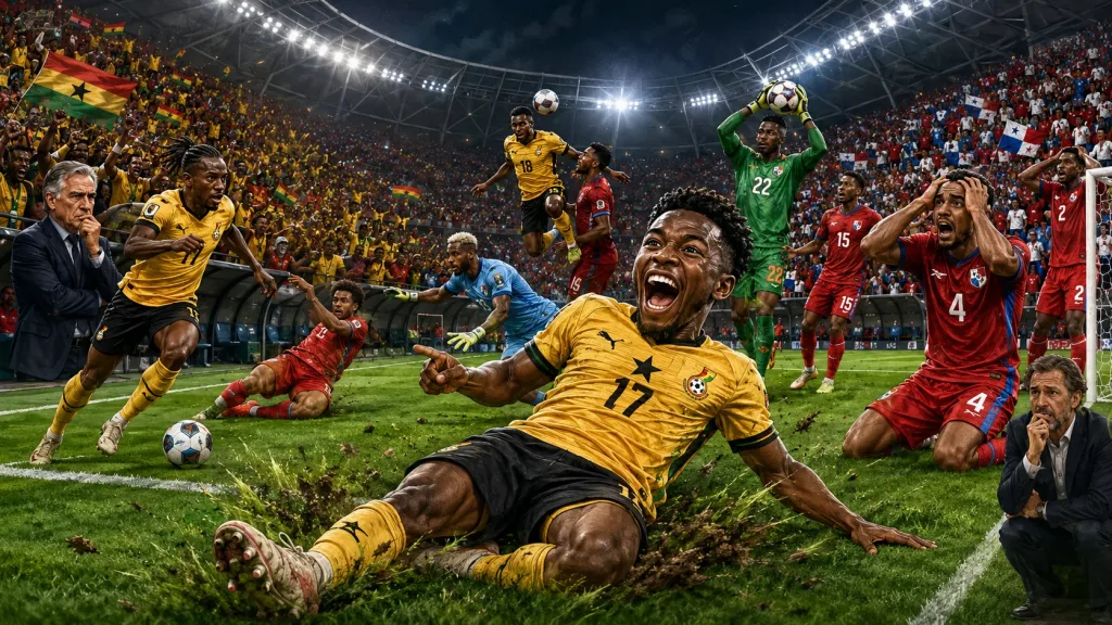 Ghana 1-0 Panama World Cup 2026 result with Caleb Yirenkyi scoring a 95th-minute winner