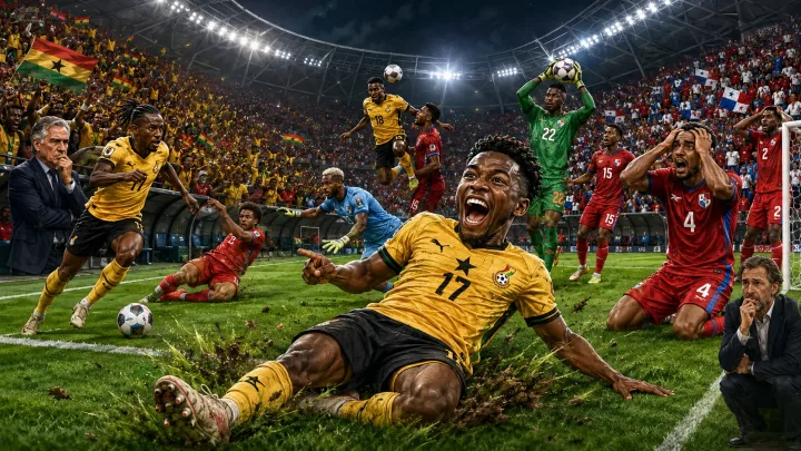 Ghana 1-0 Panama World Cup 2026 result with Caleb Yirenkyi scoring a 95th-minute winner