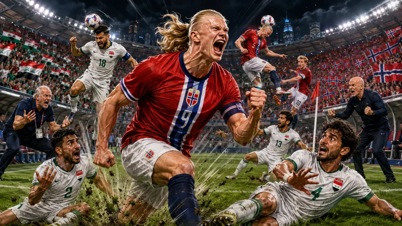 Iraq 1-4 Norway World Cup 2026 result with Erling Haaland scoring twice and Aymen Hussein heading Iraq equaliser