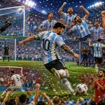 Argentina players celebrate during a 3-1 World Cup 2026 win over Jordan in Dallas