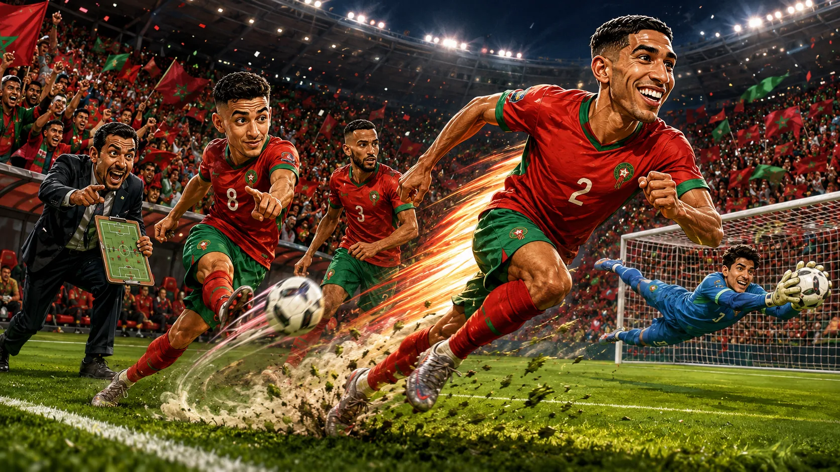 Morocco World Cup 2026 preview featuring Achraf Hakimi Mohamed Ouahbi Bilal El Khannouss and Noussair Mazraoui