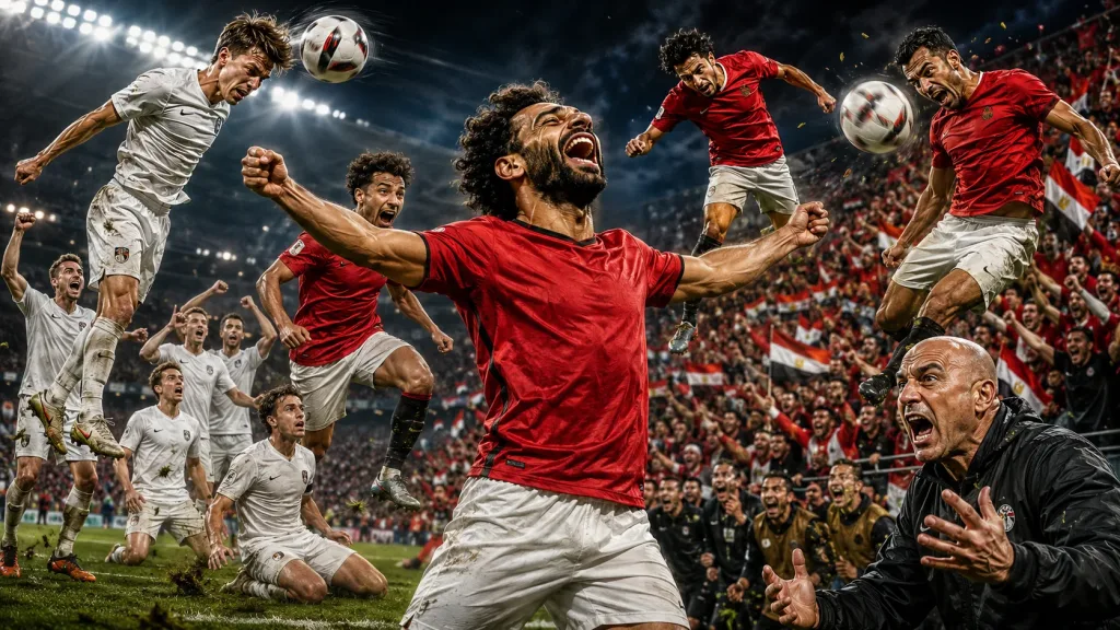 New Zealand 1-3 Egypt World Cup 2026 result with Mohamed Salah Mostafa Zico and Trezeguet celebrating historic win