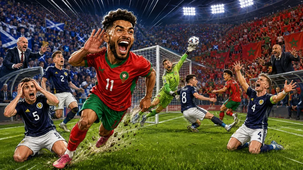 Scotland 0-1 Morocco World Cup 2026 result with Ismael Saibari scoring the fastest goal