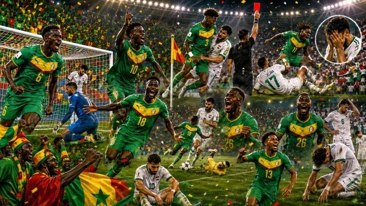 Senegal players celebrate during a 5-0 World Cup 2026 win over Iraq in Toronto