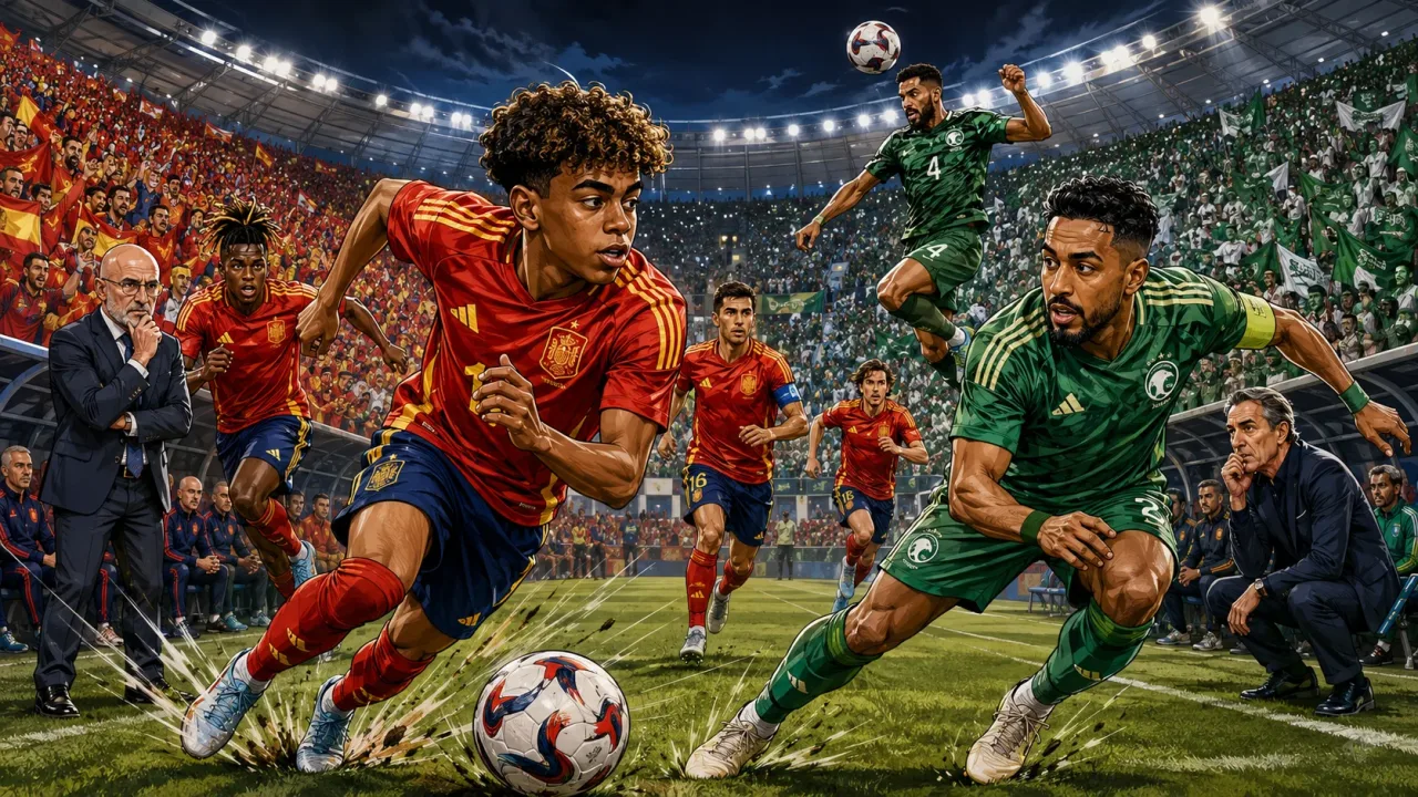 Spain vs Saudi Arabia World Cup 2026 prediction with Lamine Yamal Nico Williams Rodri and Salem Al-Dawsari