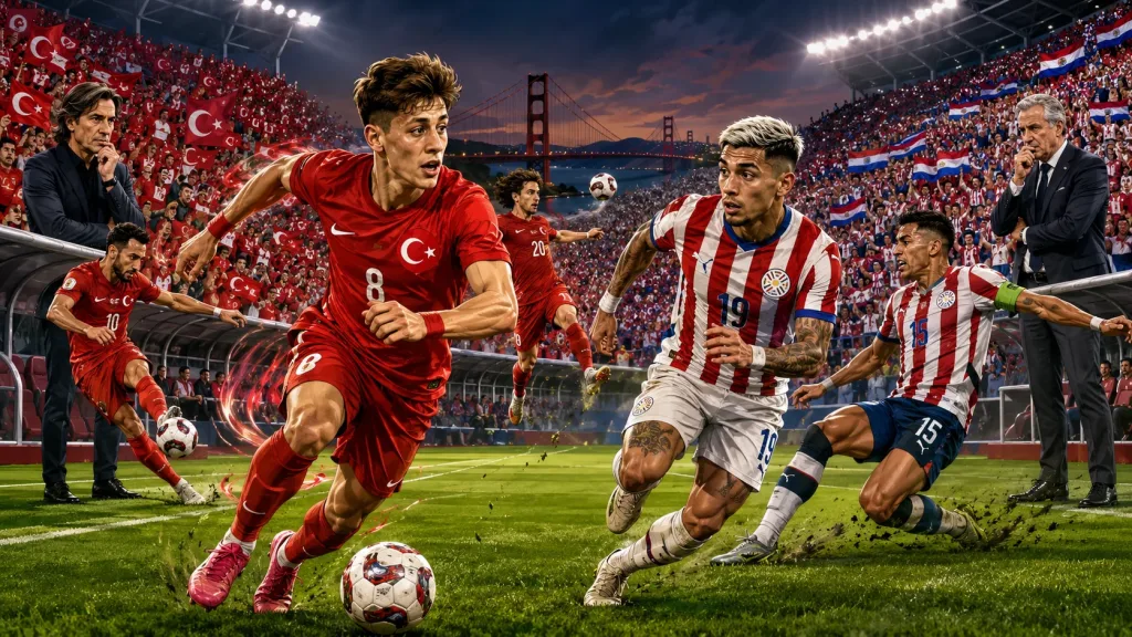 Turkey vs Paraguay World Cup 2026 prediction with Arda Guler Hakan Calhanoglu Julio Enciso and Miguel Almiron