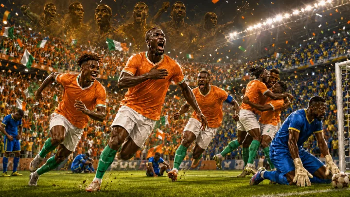 Ivory Coast players celebrate after Nicolas Pépé scores twice against Curaçao in a World Cup 2026 Group E match