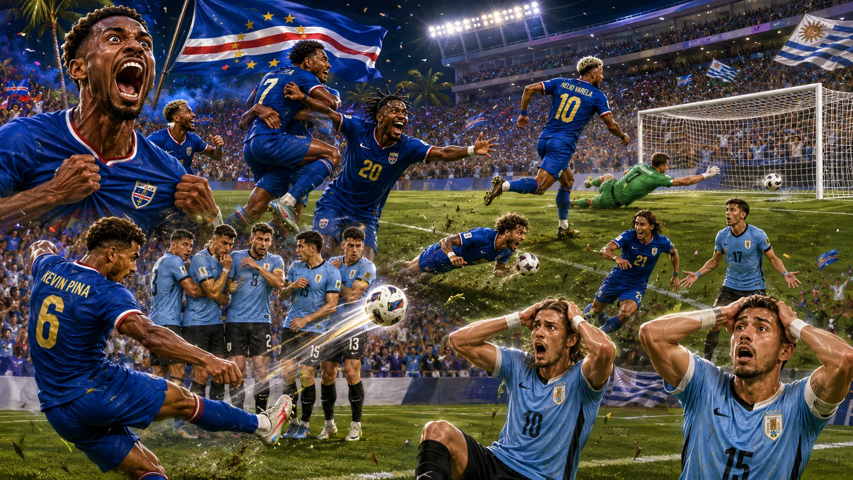 Uruguay 2-2 Cape Verde World Cup 2026 result with Kevin Pina Helio Varela and Uruguay players in Miami
