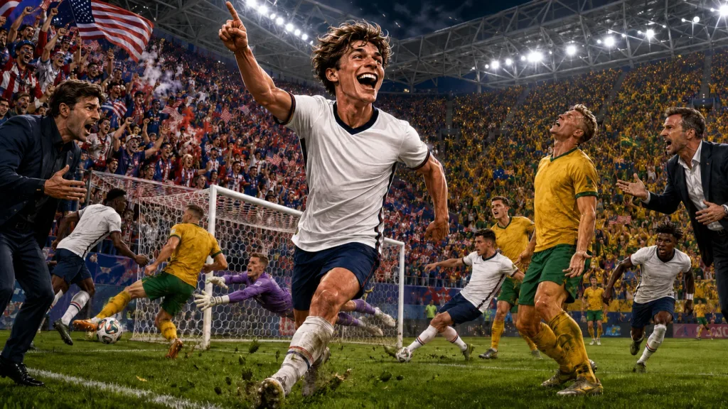 USA 2-0 Australia World Cup 2026 result with Alex Freeman scoring and Folarin Balogun forcing an own goal