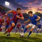Fictional Aldershot Town and Portsmouth players in a dramatic pre-season friendly preview scene
