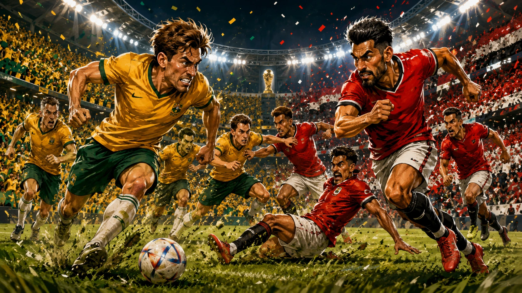 Caricature of Argentina vs Cape Verde match scene