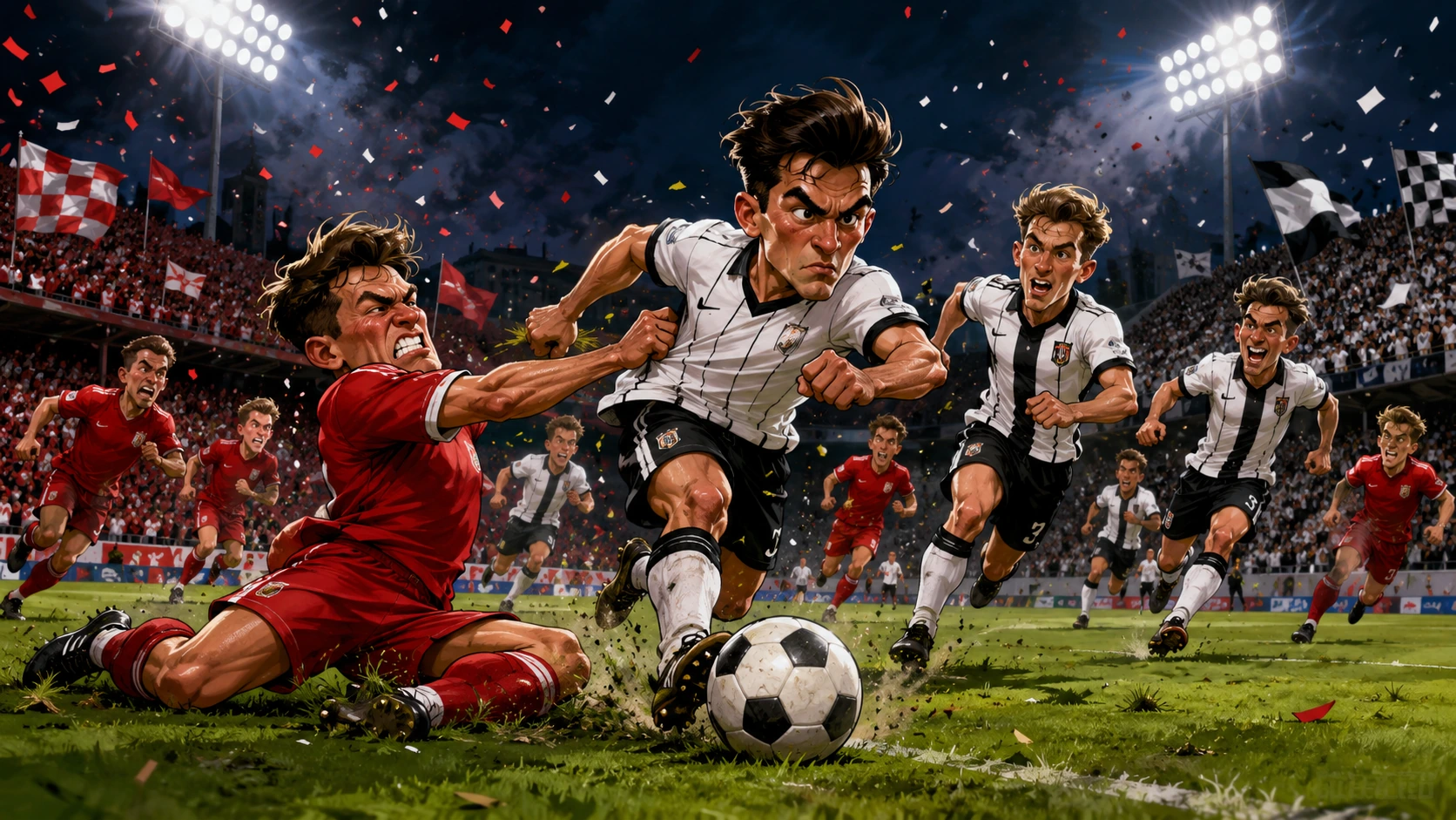Caricature of Australia vs Egypt match scene