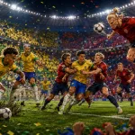 Fictional Brazil and Norway players in a dramatic World Cup 2026 last-16 preview scene
