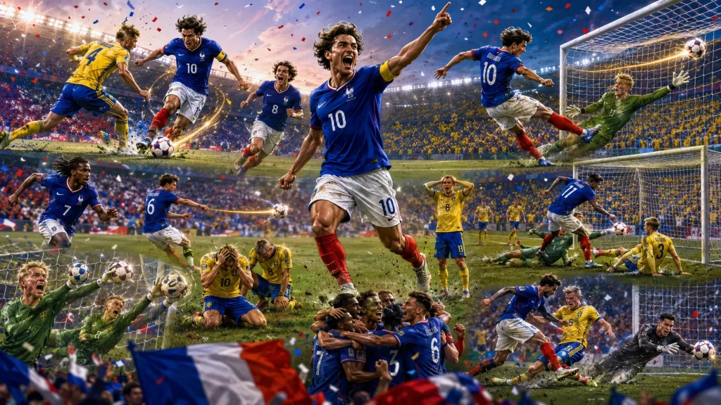 France players celebrate after beating Sweden 3-0 at World Cup 2026