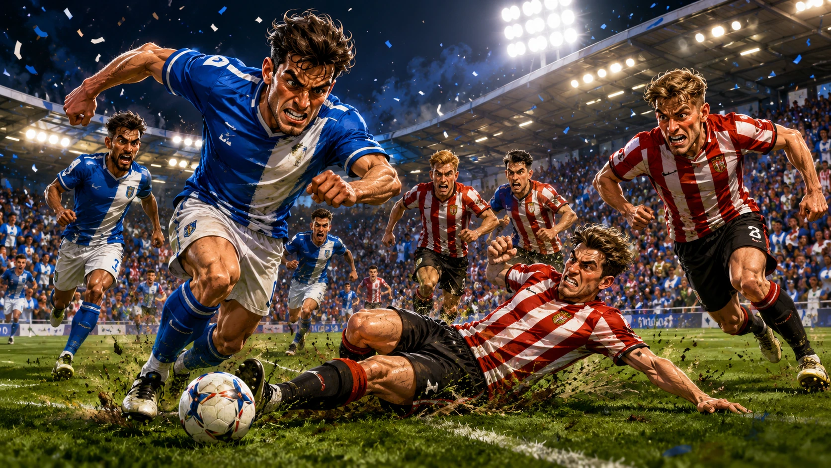 Caricature of Halifax Town vs Sheffield United match scene