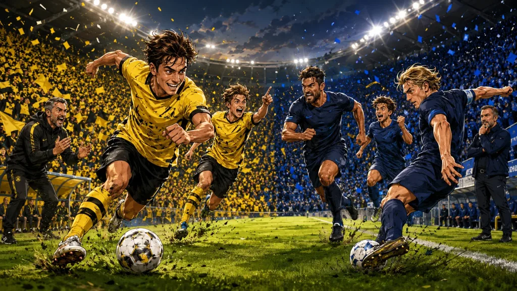 Fictional Lillestrom and Viking FK players in a dramatic Norwegian Eliteserien preview scene