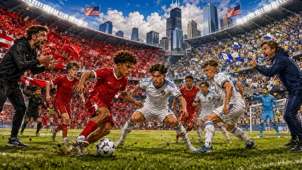 Fictional Liverpool and Leeds United players in a dramatic pre-season friendly preview scene