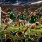 Mexico players celebrate after beating Ecuador 2-0 at World Cup 2026
