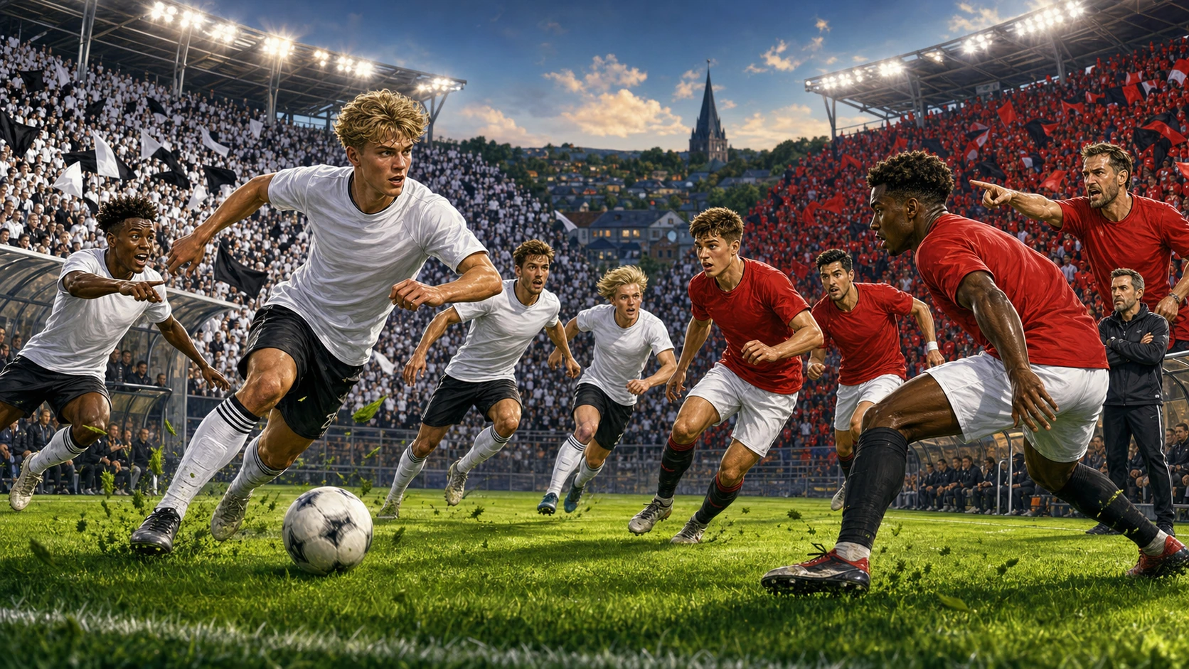 Fictional Rosenborg and Manchester United players in a dramatic pre-season friendly preview scene