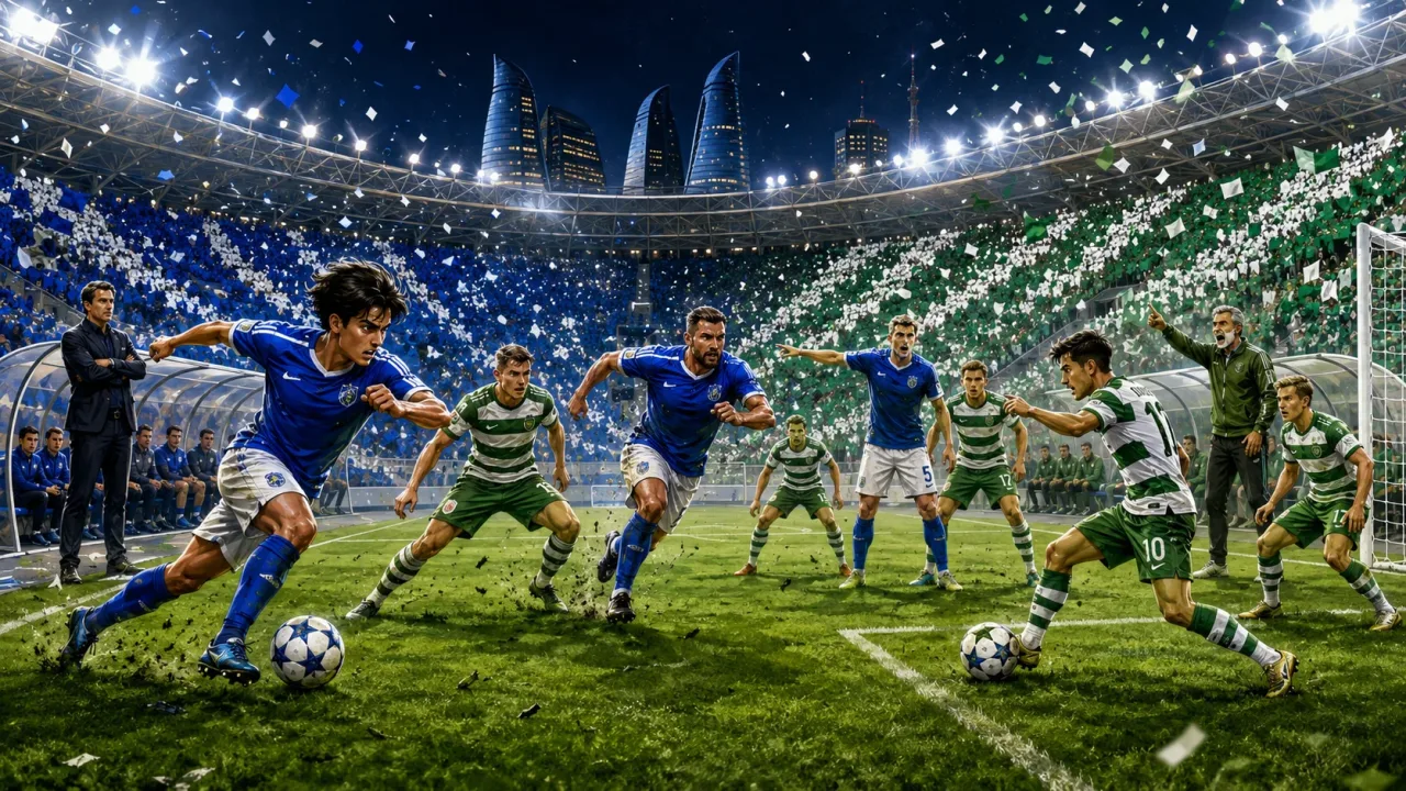 Fictional Sabah and The New Saints players in a dramatic Champions League qualifying preview scene